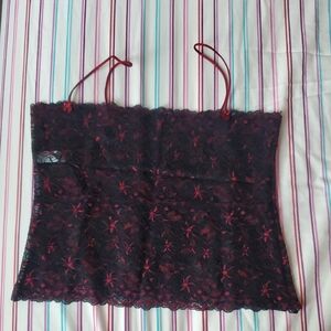Parisa By Amir Black And Red Lace Camisole